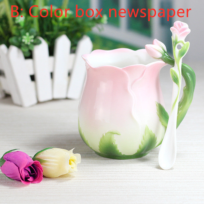 European Style Ceramic Coffee Cup Set Rose Tea Cup