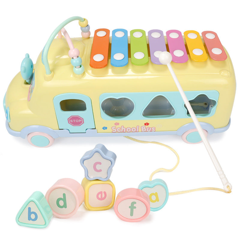Puzzle Multifunctional Bus Knocking Piano Percussion Musical Instrument Eight-Tone Piano Toy