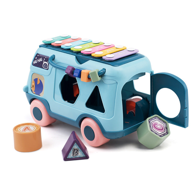 Puzzle Multifunctional Bus Knocking Piano Percussion Musical Instrument Eight-Tone Piano Toy