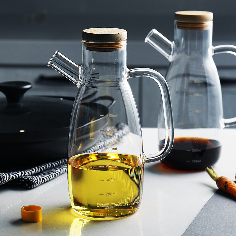 Glass Oil Tank Large Capacity Kitchen Oil and Soy Sauce Bottle