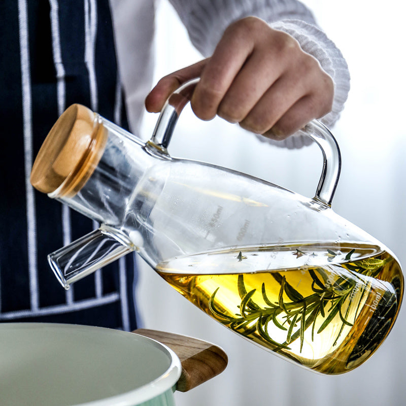 Glass Oil Tank Large Capacity Kitchen Oil and Soy Sauce Bottle