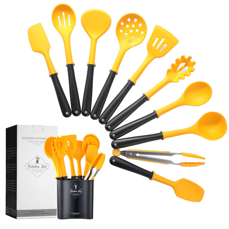 Ensemble d'ustensiles de cuisine en silicone pour seau carré de rangement