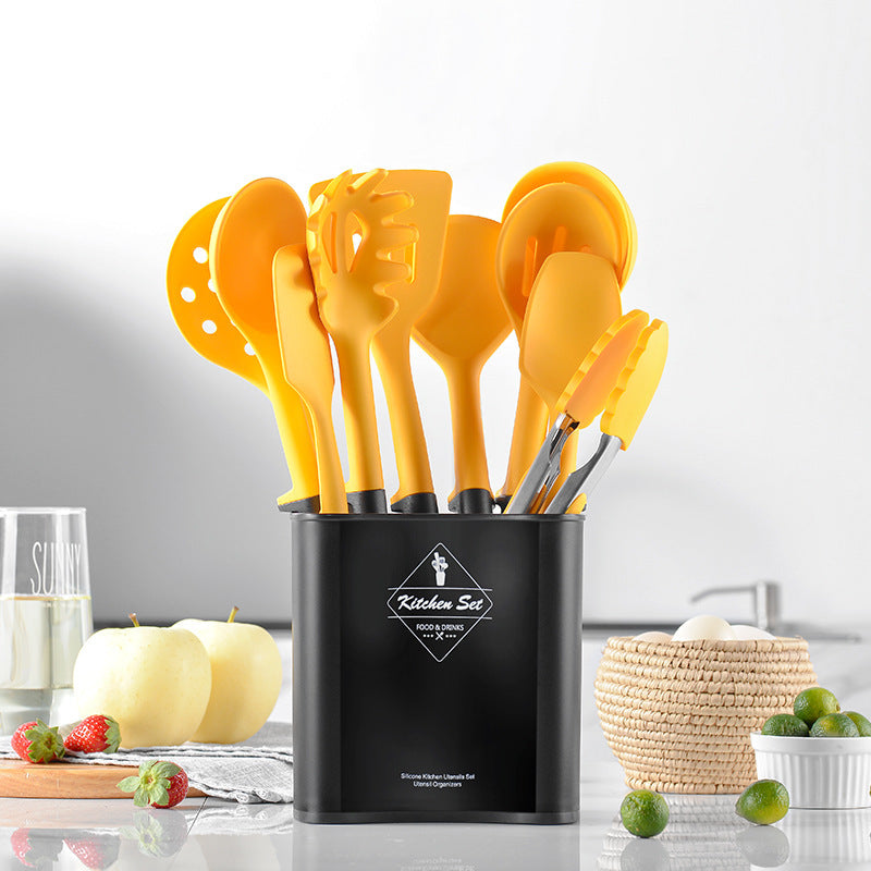 Ensemble d'ustensiles de cuisine en silicone pour seau carré de rangement