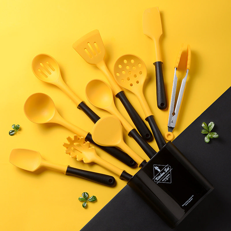 Ensemble d'ustensiles de cuisine en silicone pour seau carré de rangement