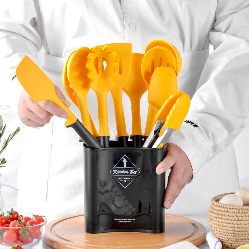 Ensemble d'ustensiles de cuisine en silicone pour seau carré de rangement