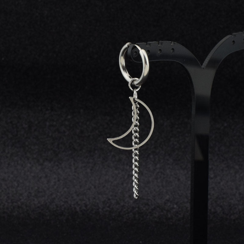 Moon Chain Earrings Earrings Men Without Pierced Spring Clips