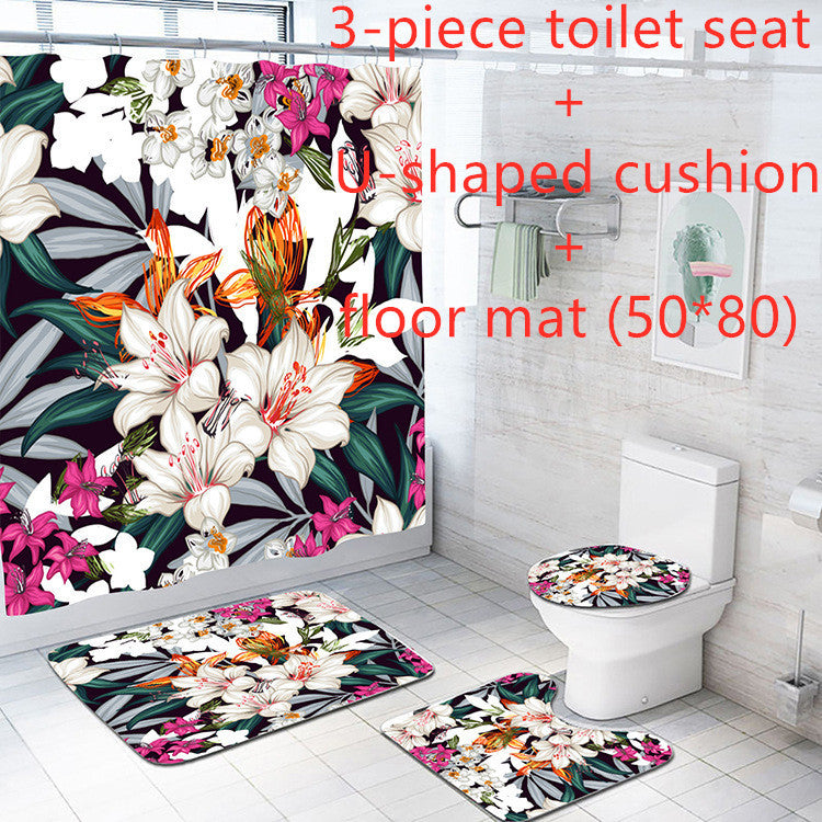 Flower Cactus 3D Digital Printing Waterproof Shower Curtain