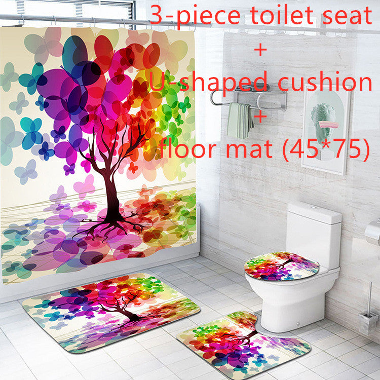 Flower Cactus 3D Digital Printing Waterproof Shower Curtain