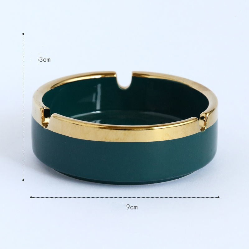 European Light Luxury Ceramic Ashtray With Gold Tracery