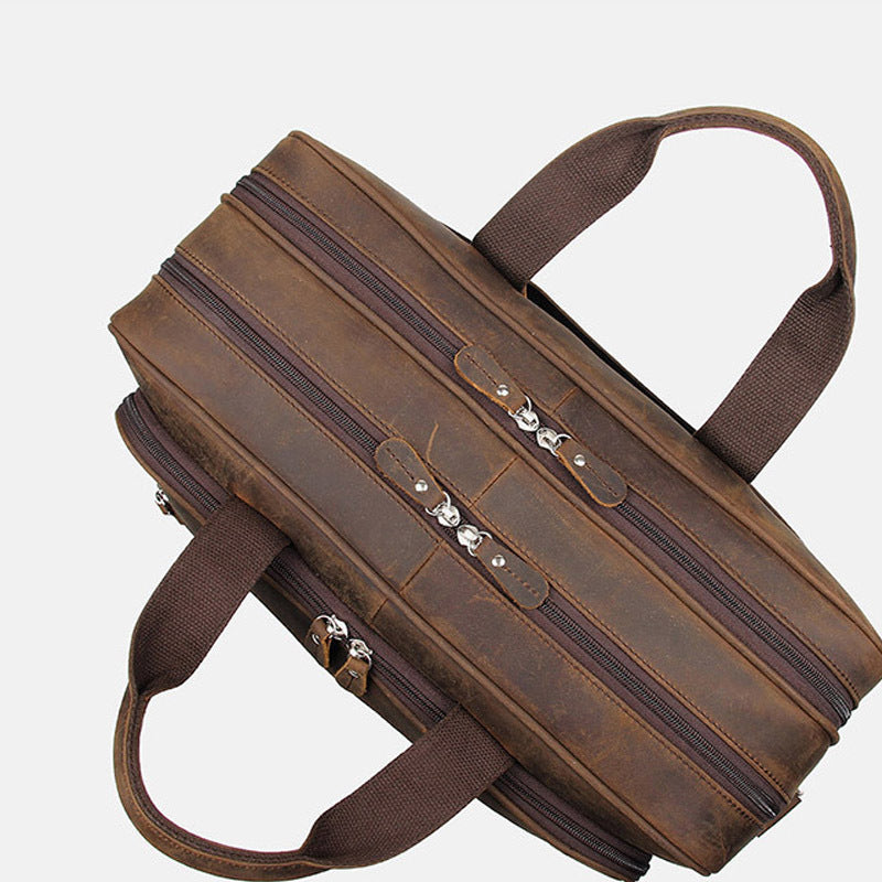 Sacoche pour ordinateur portable en cuir Crazy Horse pour homme
