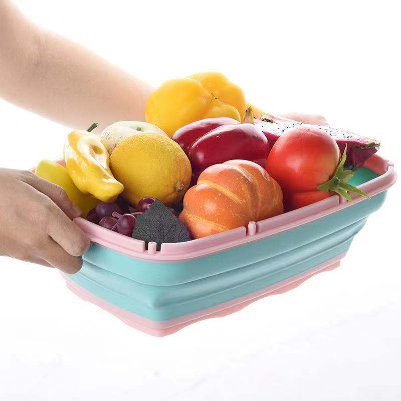 Folding Fruit Basket Kitchen Knife Shredded Vegetables Portable Household Outdoor Cutting Board Set