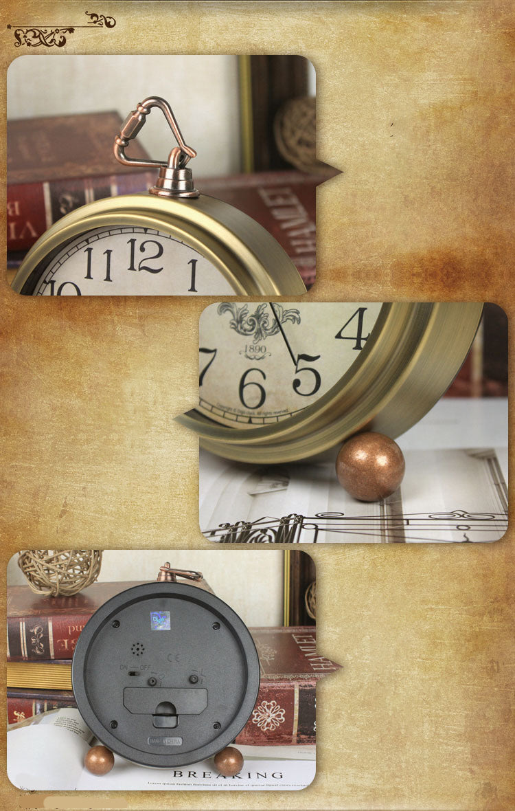 Alarm Clock Creative Silent Clock Retro European-style Clock Pendulum