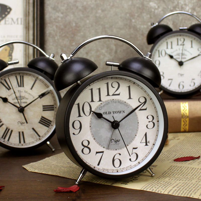 New Retro Creative Bell Alarm Clock American Metal Quartz Desktop 4 Inch Alarm