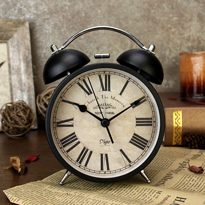 New Retro Creative Bell Alarm Clock American Metal Quartz Desktop 4 Inch Alarm