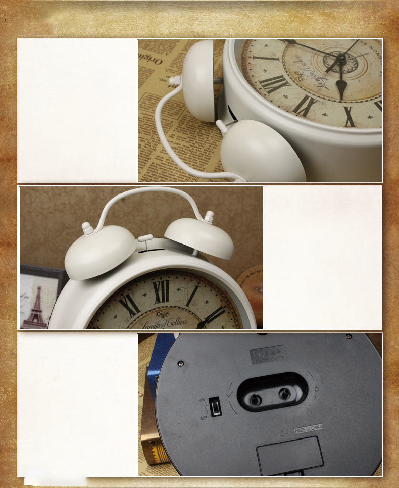 Roman Numeral Large Alarm Clock 8 Inch Metal Bell Alarm Clock