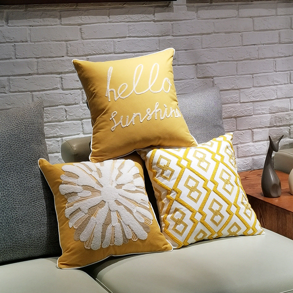 Embroidered Throw Pillow Sofa Cushion