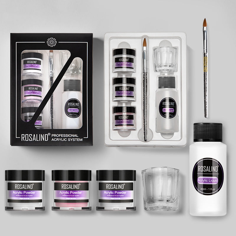 Kit Système Acrylique Poudre Ongles Professionnel Set Outils Nail Art Contient Verre Liquide Acrylique Extension Sculpture Manucure