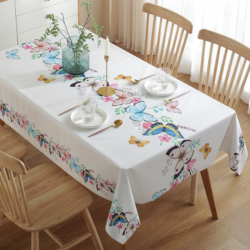 Tablecloth Waterproof, Anti-Scald, Oil-Proof, Disposable Pvc Coffee Table Pad Nordic Rectangular Plastic Dining Table