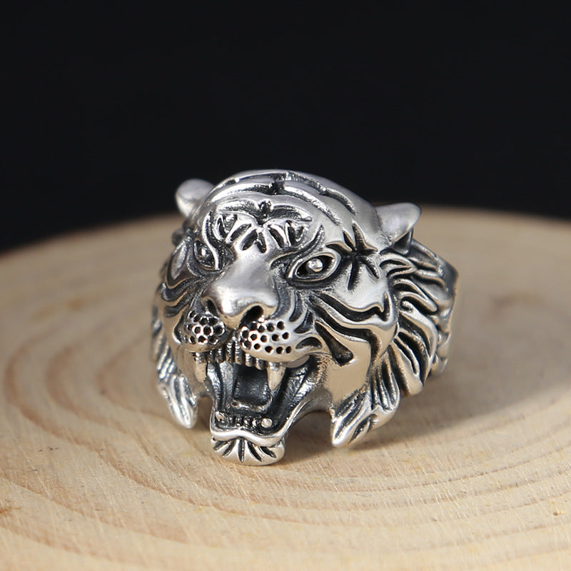 Thai Silver Index Finger Ring Exaggerated White Tiger Ring
