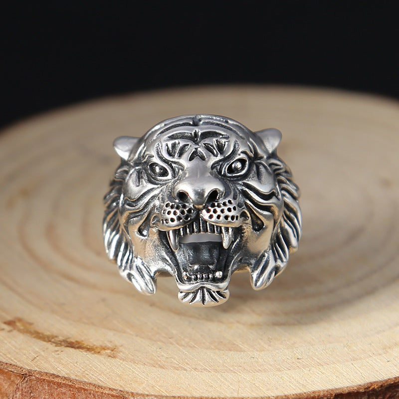 Thai Silver Index Finger Ring Exaggerated White Tiger Ring