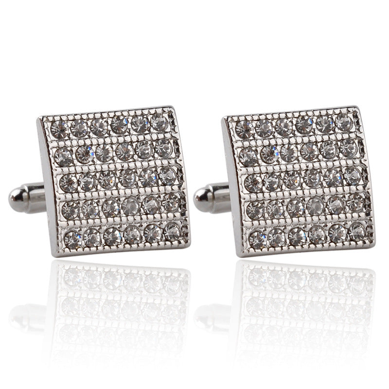 Boutons de manchette carrés en diamant pour hommes, boutons de manchette français