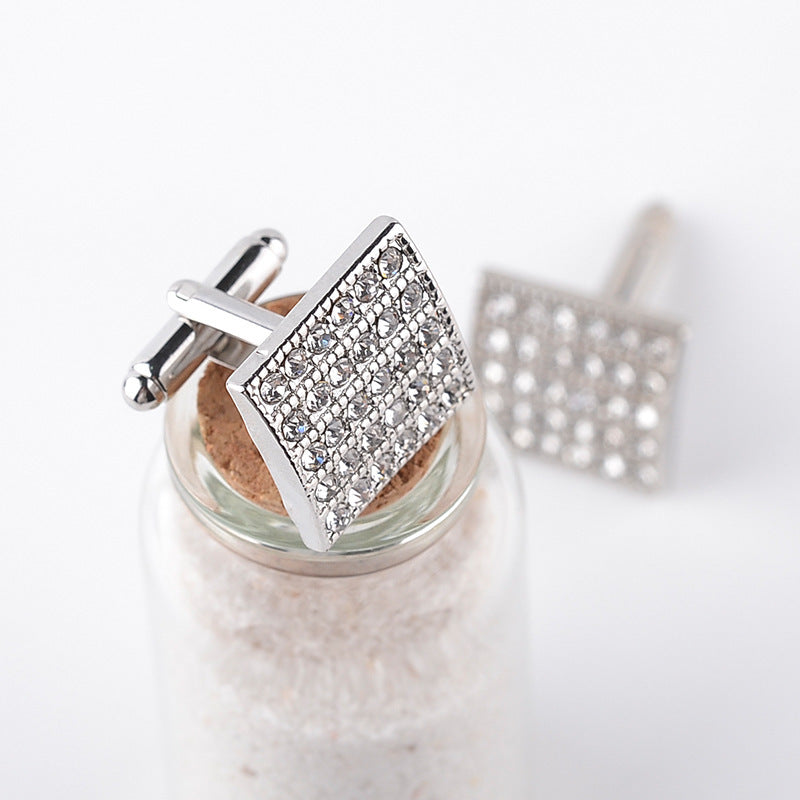Boutons de manchette carrés en diamant pour hommes, boutons de manchette français