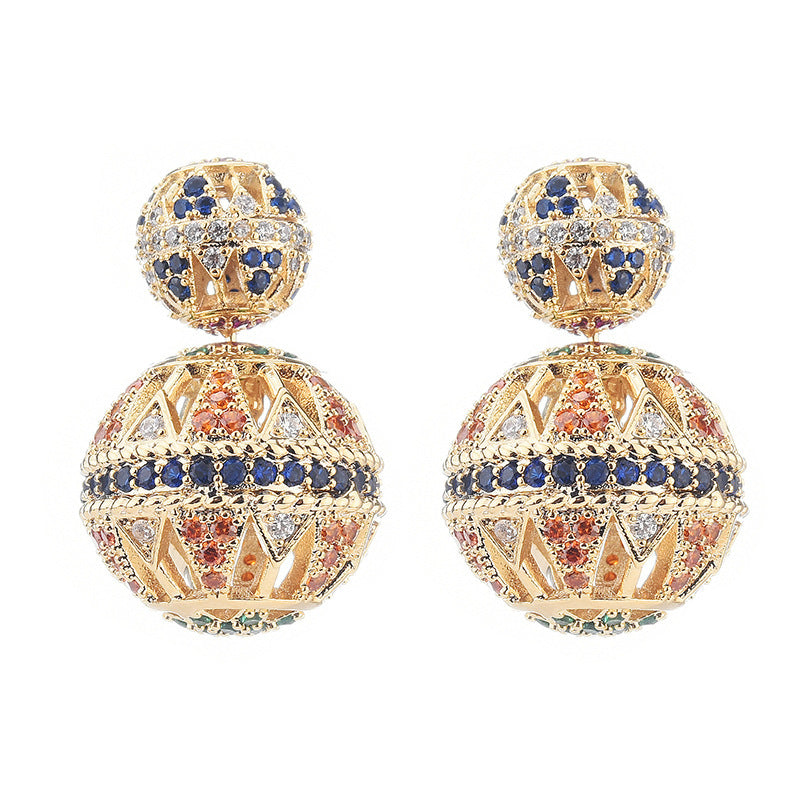 S925 Silver Needle Stud Earrings Hollow Ball Earrings