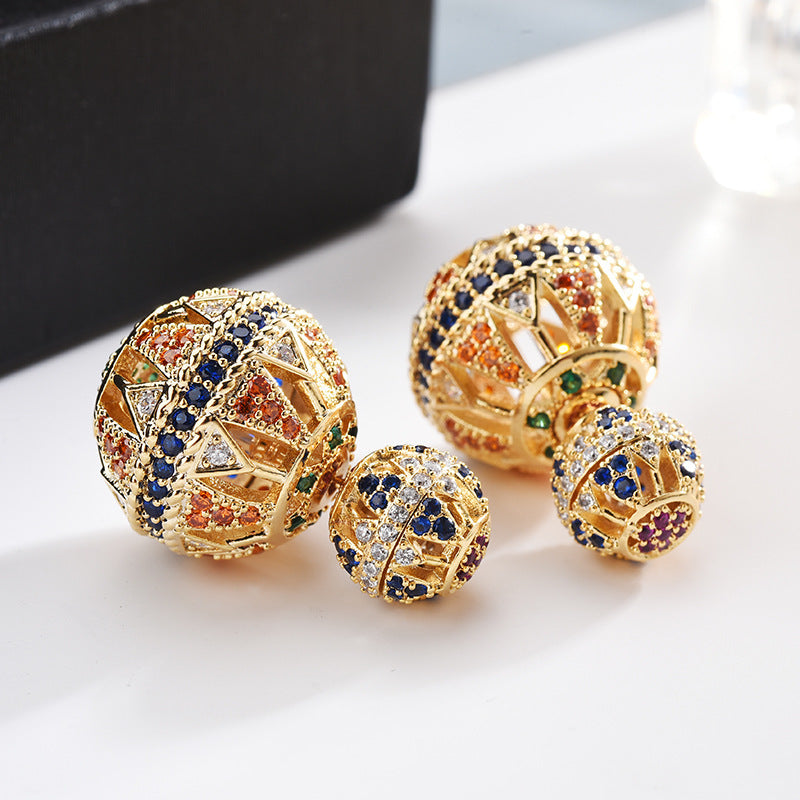 S925 Silver Needle Stud Earrings Hollow Ball Earrings