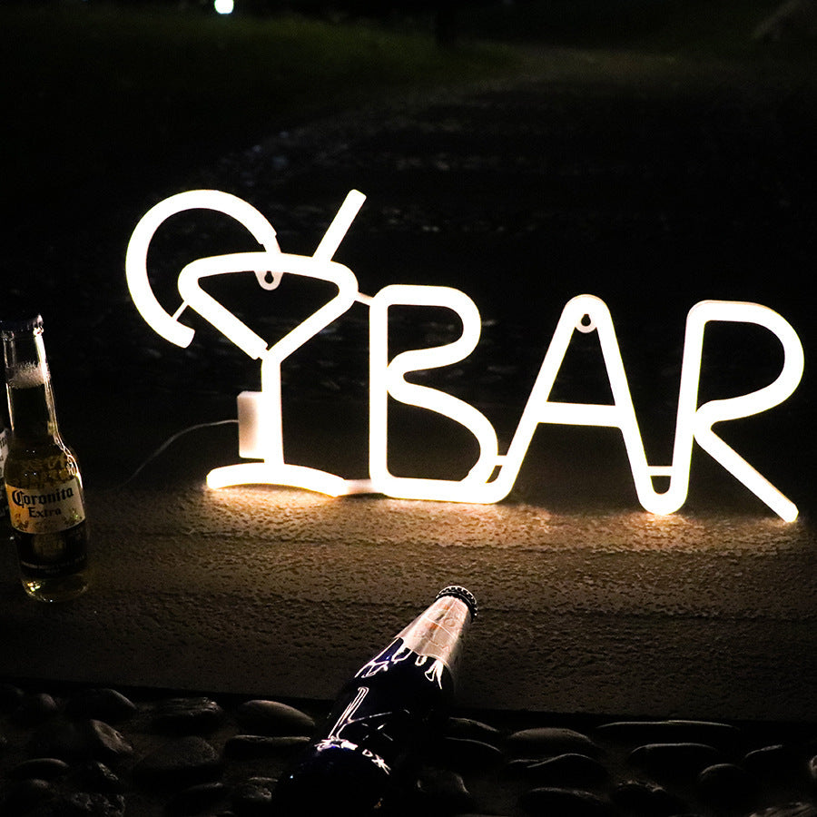 Forme de lettre au néon à LED BARRE Famille FÊTE Chambre Décoration Lumière
