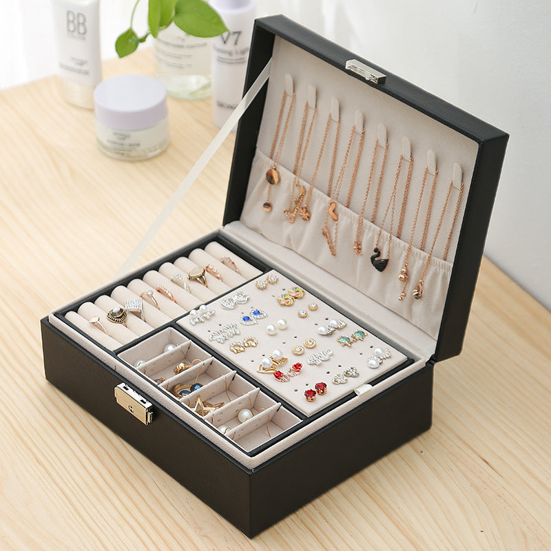Double-Layer Leather Jewelry Storage Box Multifunctional Jewelry Box Customized