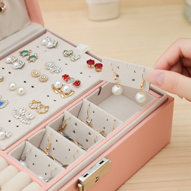 Double-Layer Leather Jewelry Storage Box Multifunctional Jewelry Box Customized