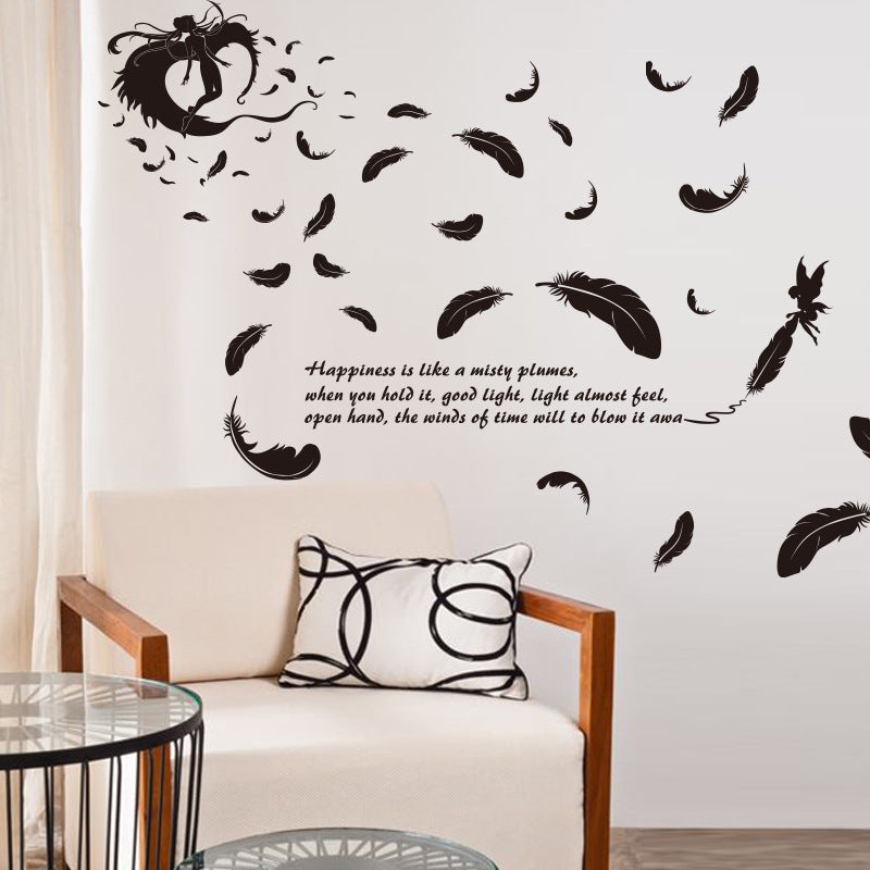 Autocollants muraux Papier peint en gros Plume Ange Trois Générations Amovibles Chambre Salon Décoration Autocollants muraux