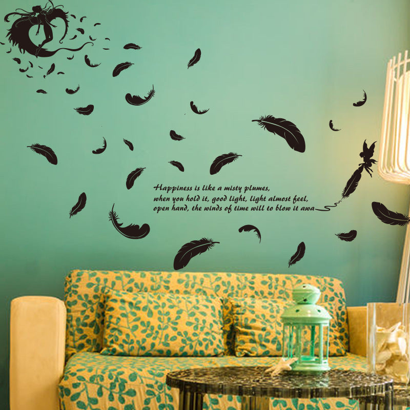 Autocollants muraux Papier peint en gros Plume Ange Trois Générations Amovibles Chambre Salon Décoration Autocollants muraux