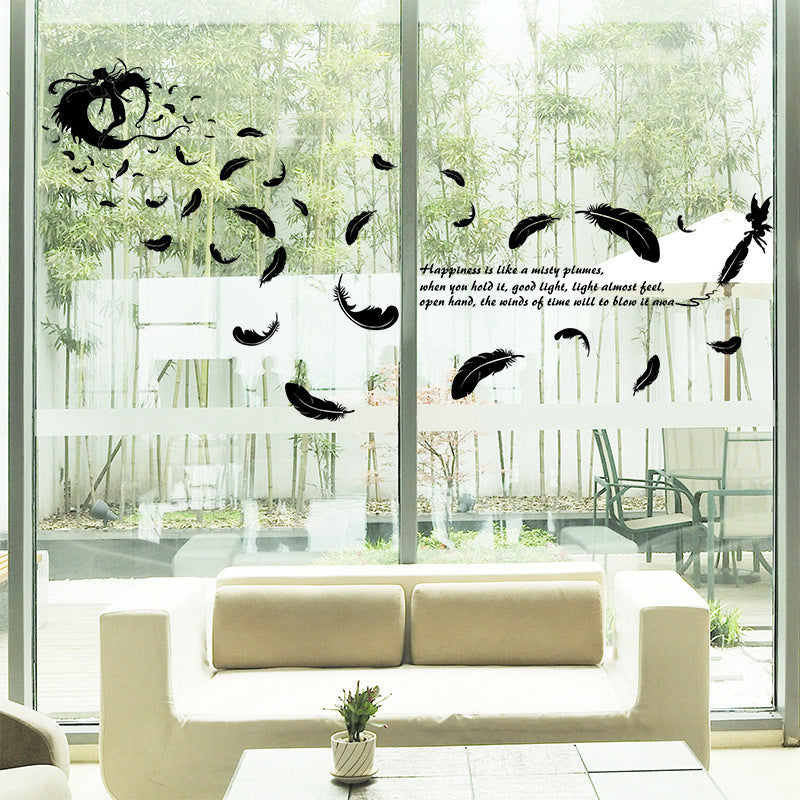 Autocollants muraux Papier peint en gros Plume Ange Trois Générations Amovibles Chambre Salon Décoration Autocollants muraux