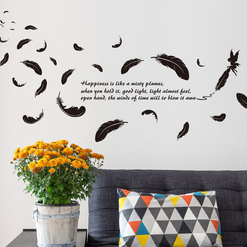 Autocollants muraux Papier peint en gros Plume Ange Trois Générations Amovibles Chambre Salon Décoration Autocollants muraux