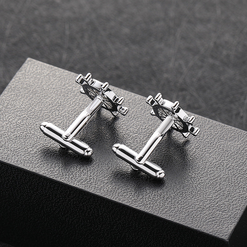 Luxury Wedding Diamond-Set Zircon French Cufflinks
