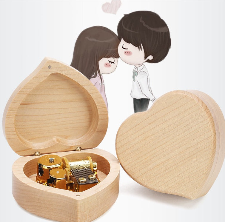 Boîte à Musique en Bois Cadeau Petite Amie Saint-Valentin Tanabata Personnalisée Boîte à Musique Créative