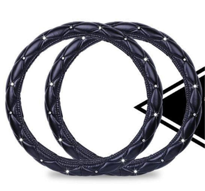 Fashion Cute Diamond Universal Black Bubble Steering Wheel Cover