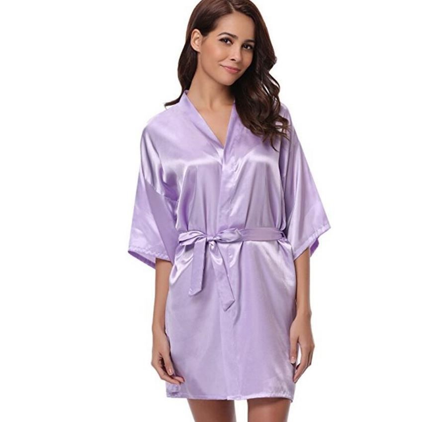 RB032 New Silk Kimono Robe Bathrobe Women Silk Bridesmaid Robes Sexy Navy Blue Robes Satin Robe Ladies Dressing Gowns