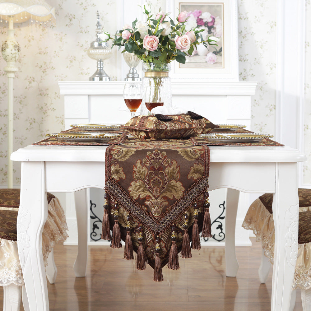 Retro Blue Coffee Table Cloth Mat Towel Shoe Cabinet Entrance TV Cabinet Cover Cloth