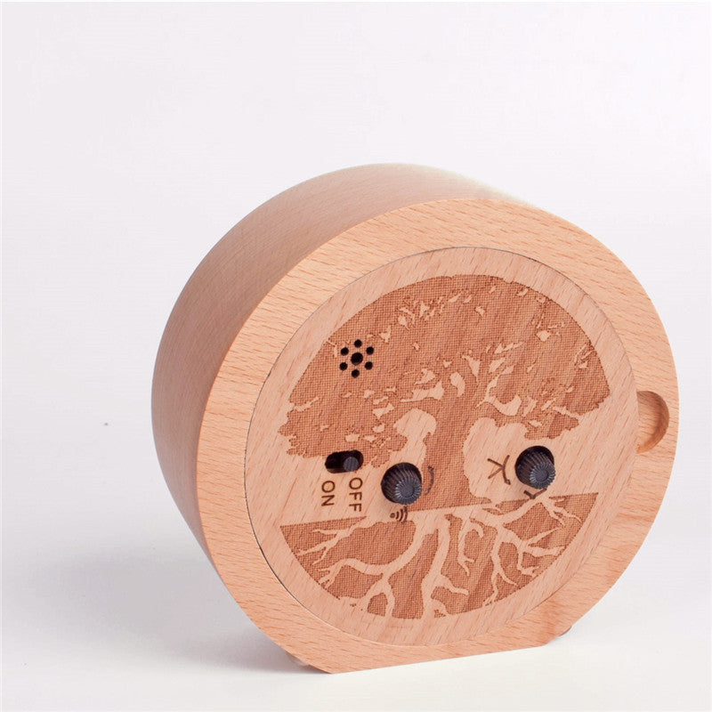Log Silent Alarm Clock Solid Wood Desktop Clock Beech Clock