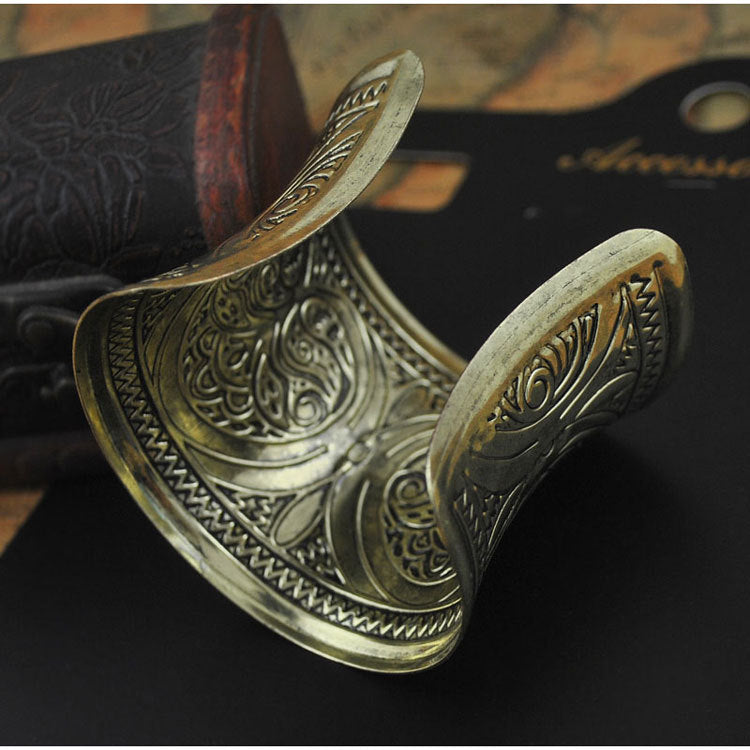 Retro Fashion Classic Carved Wide Bracelet Women