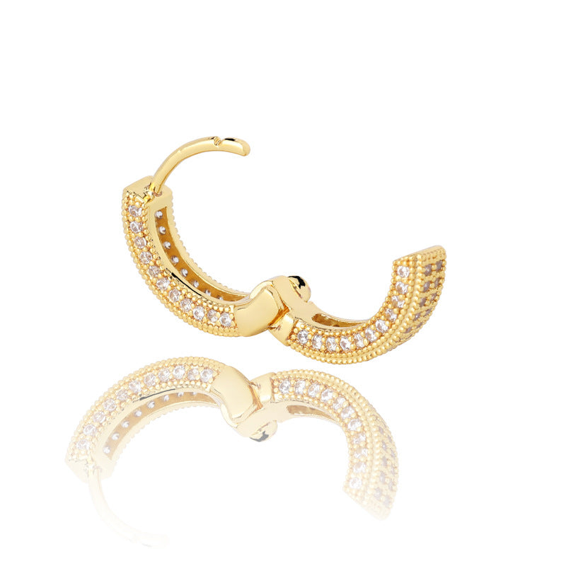 Hoop Earrings Full Of Zircon Bling Male And Female Hip-hop Earrings