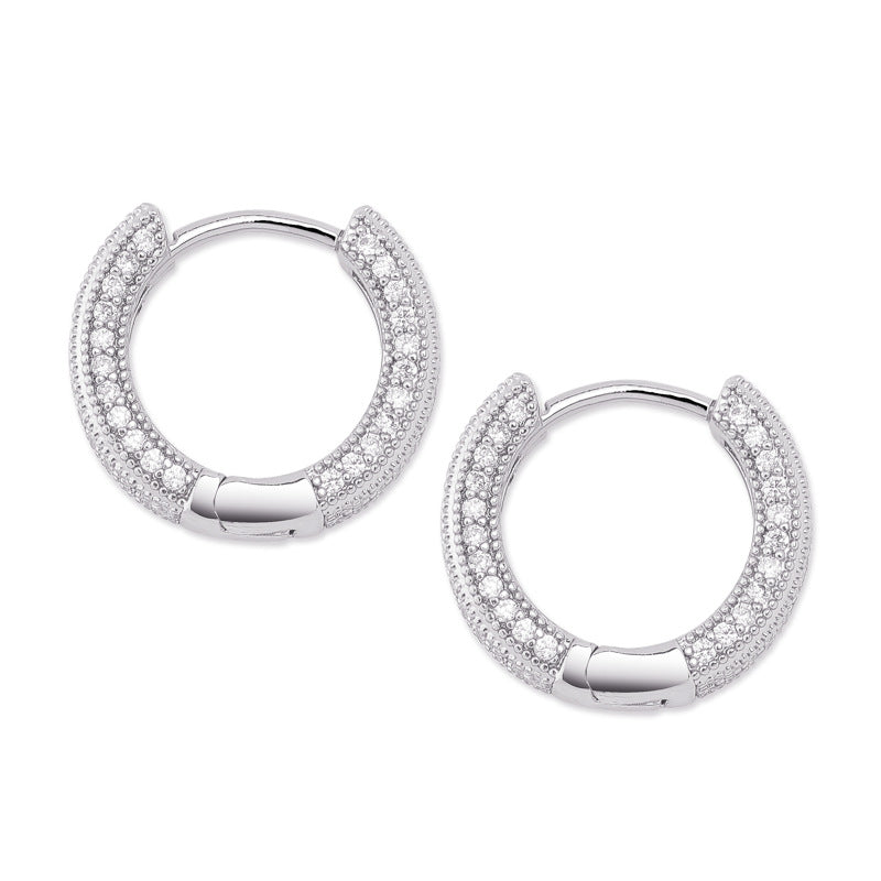 Hoop Earrings Full Of Zircon Bling Male And Female Hip-hop Earrings
