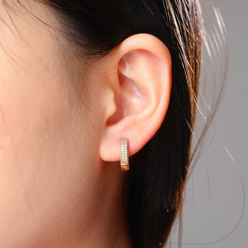 Hoop Earrings Full Of Zircon Bling Male And Female Hip-hop Earrings