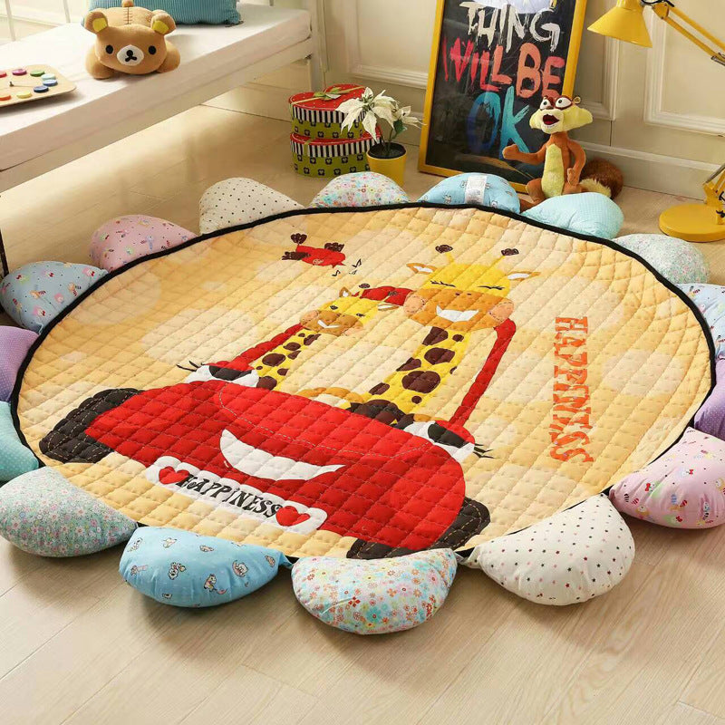 Environmental protection round baby mat floor mat sunflower creeping mat living room thickening Korean children creeping mat baby carpet