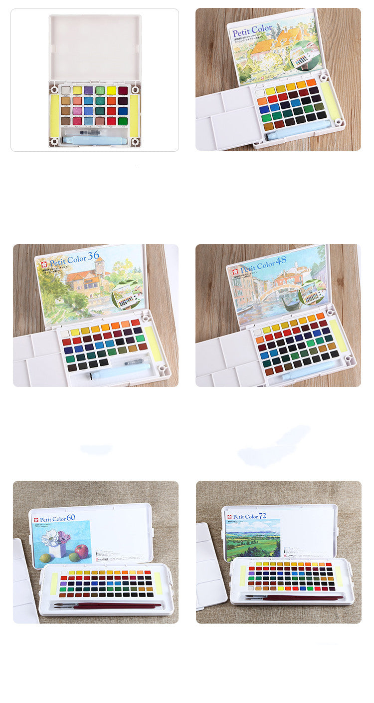 Sakura Solid Watercolor Paint Art Student Hand-Painted Professional Transparent Watercolor Student Special Gouache Painting Pen Pearlescent Watercolor Painting Tool Set