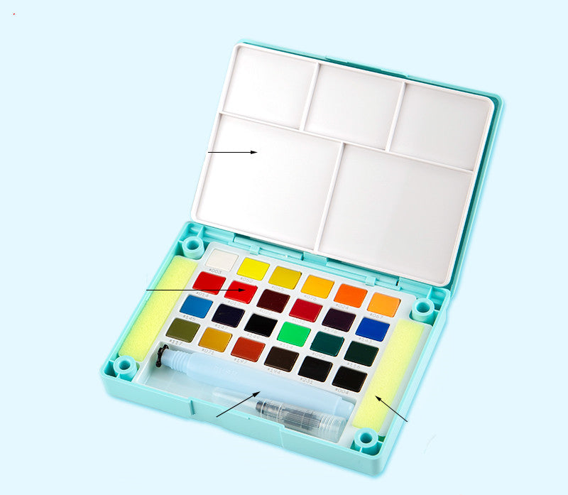 Sakura Solid Watercolor Paint Art Student Hand-Painted Professional Transparent Watercolor Student Special Gouache Painting Pen Pearlescent Watercolor Painting Tool Set