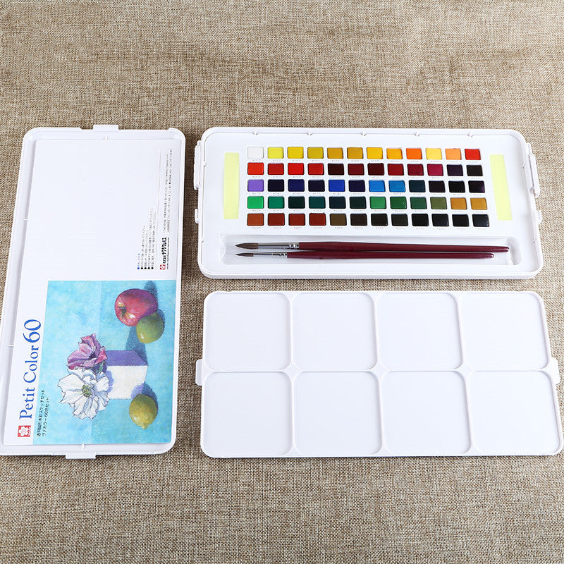 Sakura Solid Watercolor Paint Art Student Hand-Painted Professional Transparent Watercolor Student Special Gouache Painting Pen Pearlescent Watercolor Painting Tool Set