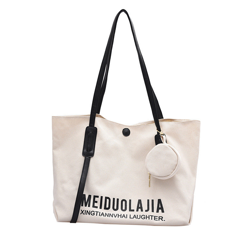 Large-Capacity Portable Tote Bag New Female Bag Korean Version Messenger Shoulder Bag Fashion Portable Canvas Bag